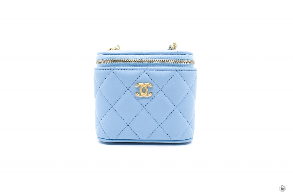 Top Quality Chanel AP1447B08034 Small Vanity With Chain Crush Light Blue / NH626 Lambskin Shoulder Bags Gbhw