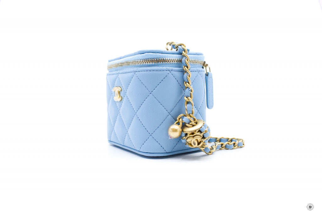 Top Quality Chanel AP1447B08034 Small Vanity With Chain Crush Light Blue / NH626 Lambskin Shoulder Bags Gbhw