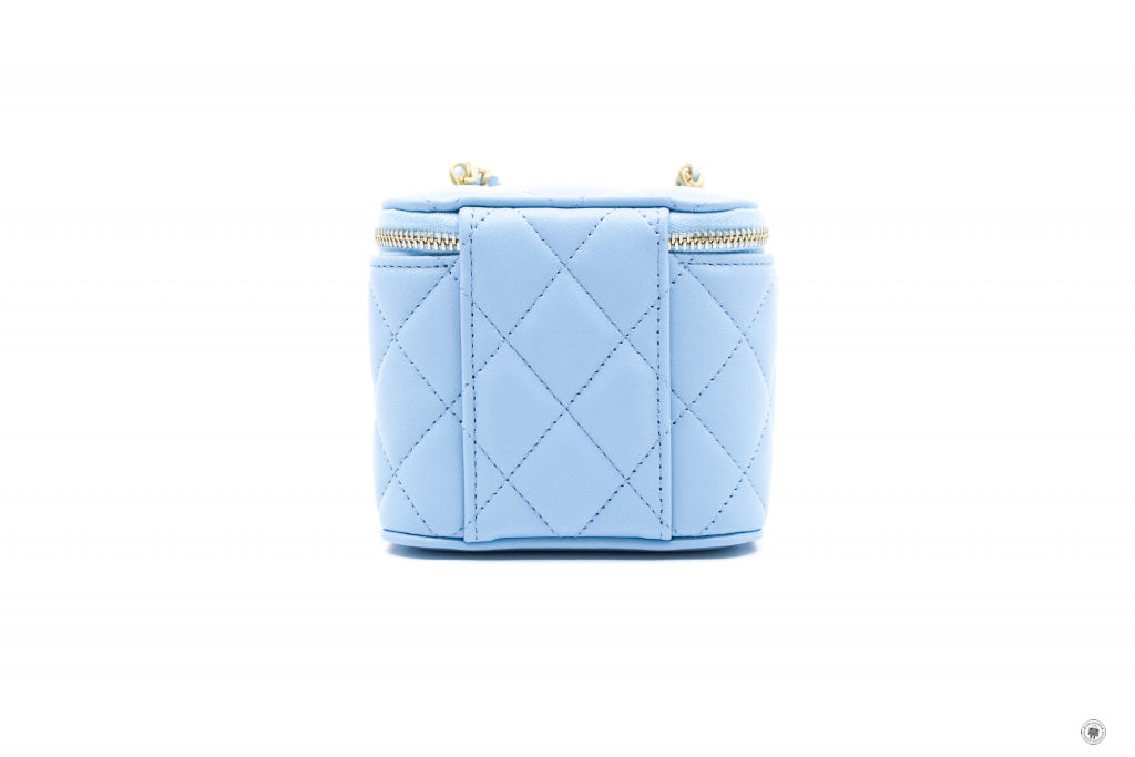 Top Quality Chanel AP1447B08034 Small Vanity With Chain Crush Light Blue / NH626 Lambskin Shoulder Bags Gbhw