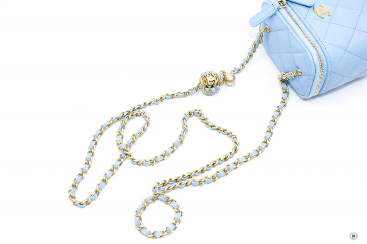 Top Quality Chanel AP1447B08034 Small Vanity With Chain Crush Light Blue / NH626 Lambskin Shoulder Bags Gbhw