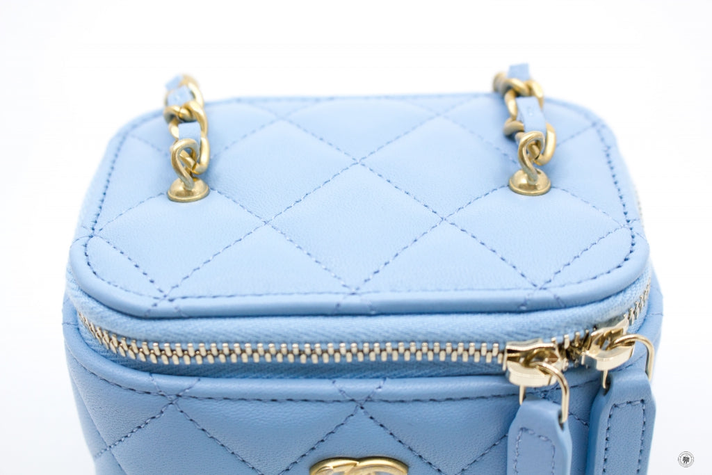 Top Quality Chanel AP1447B08034 Small Vanity With Chain Crush Light Blue / NH626 Lambskin Shoulder Bags Gbhw