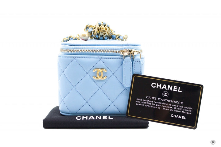 Top Quality Chanel AP1447B08034 Small Vanity With Chain Crush Light Blue / NH626 Lambskin Shoulder Bags Gbhw