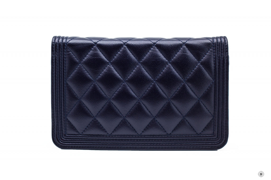 Top Quality Chanel Boy Wallet ON Chain Navy  Caviar Shoulder Bags Gbhw