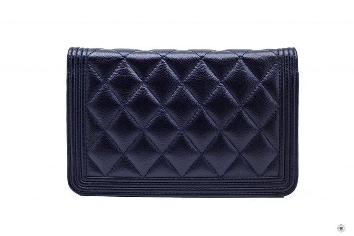 Top Quality Chanel Boy Wallet ON Chain Navy  Caviar Shoulder Bags Gbhw