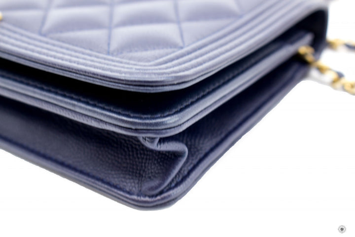 Top Quality Chanel Boy Wallet ON Chain Navy  Caviar Shoulder Bags Gbhw