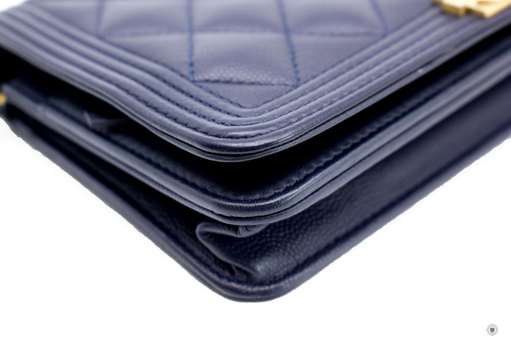 Top Quality Chanel Boy Wallet ON Chain Navy  Caviar Shoulder Bags Gbhw