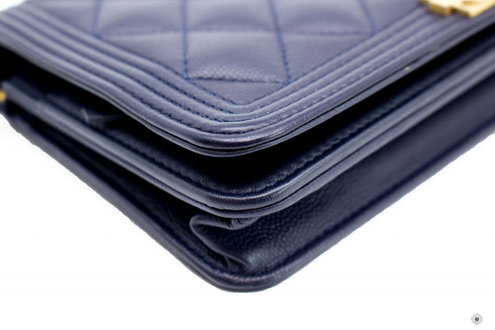 Top Quality Chanel Boy Wallet ON Chain Navy  Caviar Shoulder Bags Gbhw