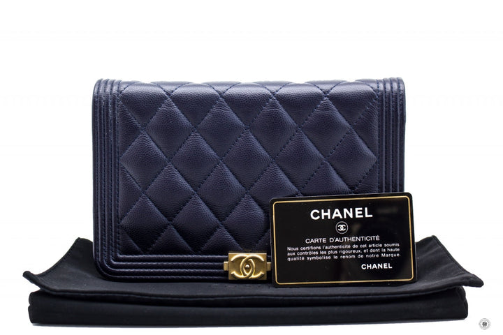 Top Quality Chanel Boy Wallet ON Chain Navy  Caviar Shoulder Bags Gbhw