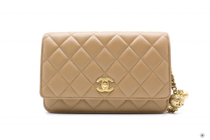 Top Quality Chanel AP1450B02916 Wallet ON Chain Woc With Golden Ball  Beige / NJ528 Lambskin Shoulder Bags Gbhw