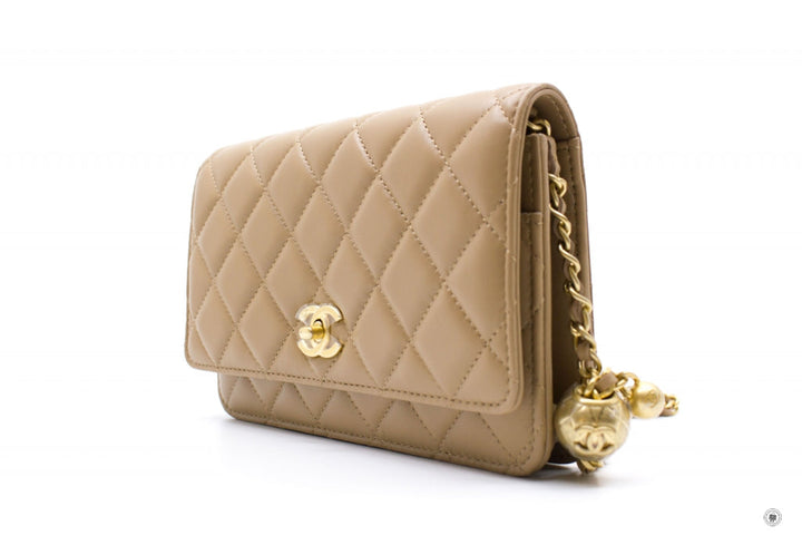 Top Quality Chanel AP1450B02916 Wallet ON Chain Woc With Golden Ball  Beige / NJ528 Lambskin Shoulder Bags Gbhw