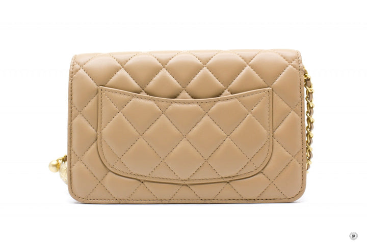 Top Quality Chanel AP1450B02916 Wallet ON Chain Woc With Golden Ball  Beige / NJ528 Lambskin Shoulder Bags Gbhw