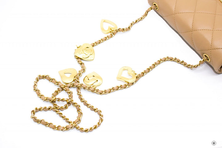 Top Quality Chanel AS3457 B08840  Mini Flap Bag With Heart Charms BJ523 / Beige Lambskin Shoulder Bags Gbhw