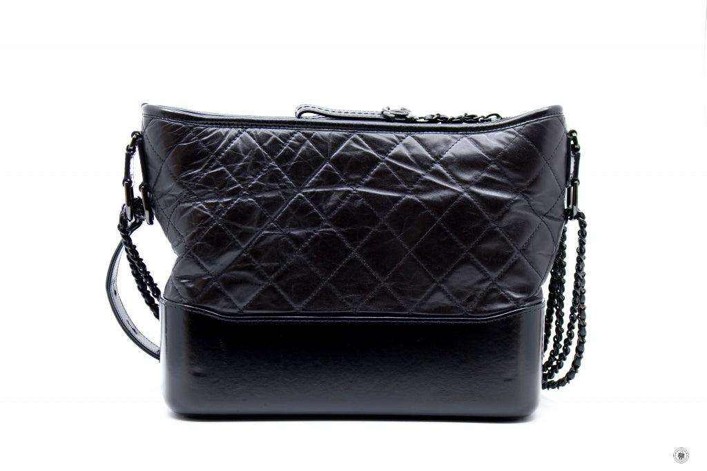 Top Quality Chanel A93824 B01935 Gabrielle Hobo Medium SO Black  Black / 94305  Lambskin Shoulder Bags Bkhw
