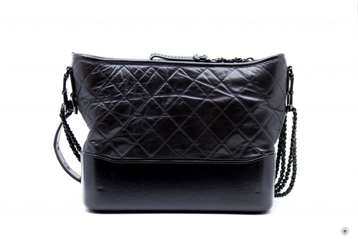 Top Quality Chanel A93824 B01935 Gabrielle Hobo Medium SO Black  Black / 94305  Lambskin Shoulder Bags Bkhw