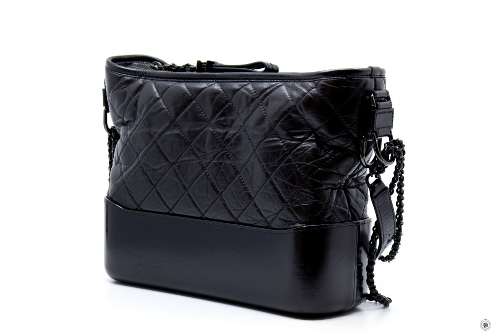 Top Quality Chanel A93824 B01935 Gabrielle Hobo Medium SO Black  Black / 94305  Lambskin Shoulder Bags Bkhw