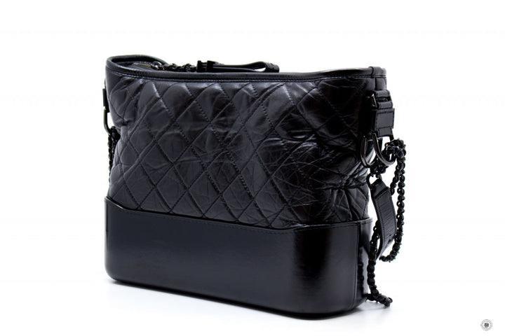 Top Quality Chanel A93824 B01935 Gabrielle Hobo Medium SO Black  Black / 94305  Lambskin Shoulder Bags Bkhw