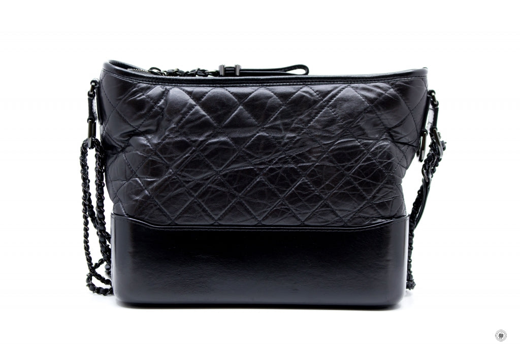 Top Quality Chanel A93824 B01935 Gabrielle Hobo Medium SO Black  Black / 94305  Lambskin Shoulder Bags Bkhw