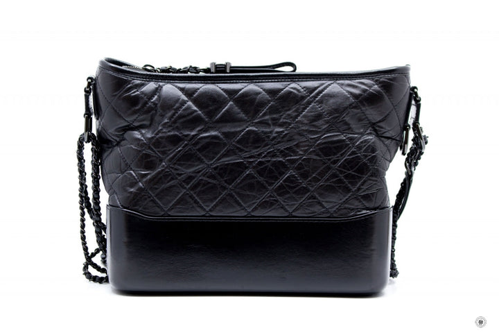 Top Quality Chanel A93824 B01935 Gabrielle Hobo Medium SO Black  Black / 94305  Lambskin Shoulder Bags Bkhw