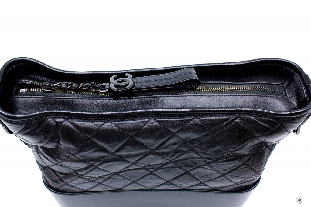 Top Quality Chanel A93824 B01935 Gabrielle Hobo Medium SO Black  Black / 94305  Lambskin Shoulder Bags Bkhw