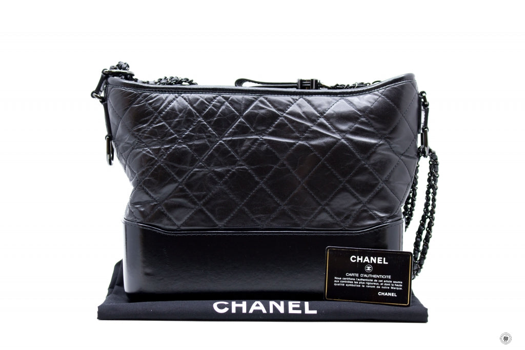 Top Quality Chanel A93824 B01935 Gabrielle Hobo Medium SO Black  Black / 94305  Lambskin Shoulder Bags Bkhw