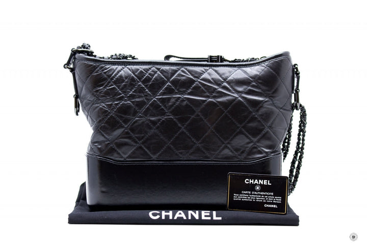Top Quality Chanel A93824 B01935 Gabrielle Hobo Medium SO Black  Black / 94305  Lambskin Shoulder Bags Bkhw