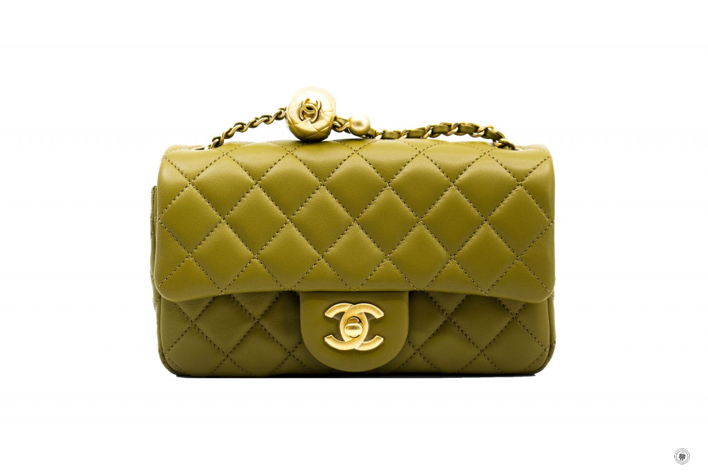 Top Quality Chanel AS1787 B02916 Mini Flap Bag Crush Avocado / NJ526 Lambskin Shoulder Bags Gbhw