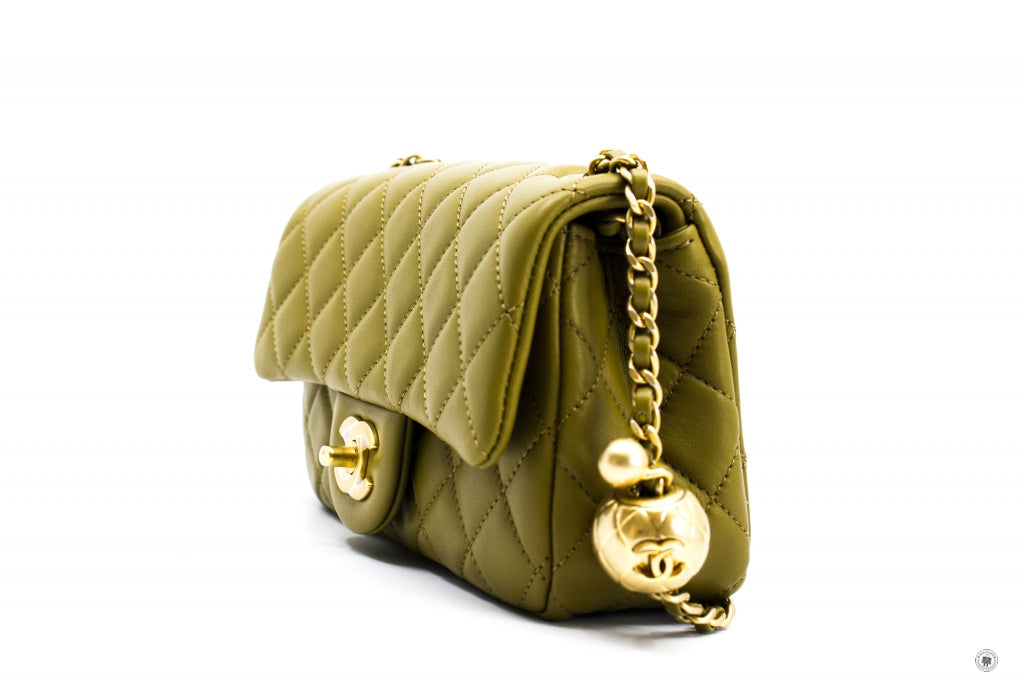 Top Quality Chanel AS1787 B02916 Mini Flap Bag Crush Avocado / NJ526 Lambskin Shoulder Bags Gbhw