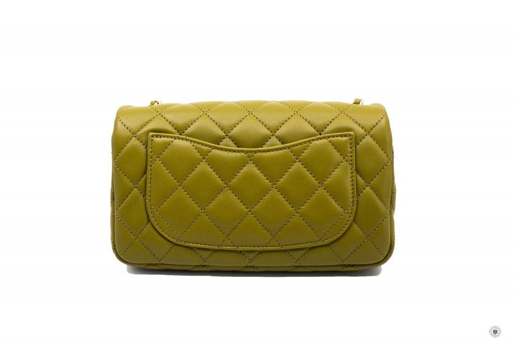 Top Quality Chanel AS1787 B02916 Mini Flap Bag Crush Avocado / NJ526 Lambskin Shoulder Bags Gbhw