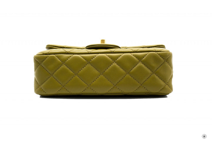 Top Quality Chanel AS1787 B02916 Mini Flap Bag Crush Avocado / NJ526 Lambskin Shoulder Bags Gbhw