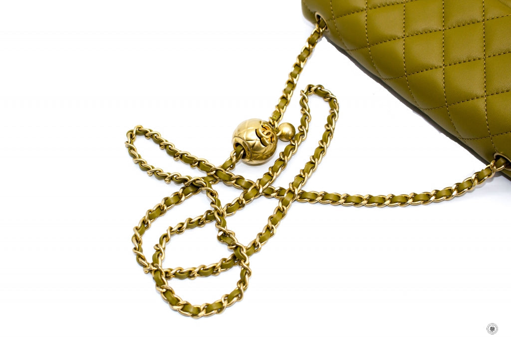 Top Quality Chanel AS1787 B02916 Mini Flap Bag Crush Avocado / NJ526 Lambskin Shoulder Bags Gbhw