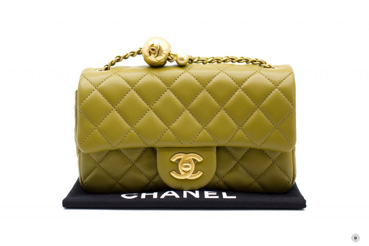 Top Quality Chanel AS1787 B02916 Mini Flap Bag Crush Avocado / NJ526 Lambskin Shoulder Bags Gbhw