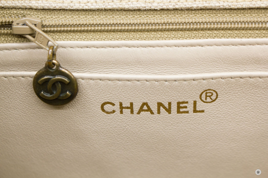 Top Quality Chanel Linen Canvas Flap Bag With Tortoise Chain And CC L Natural  Canvas Shoulder Bags