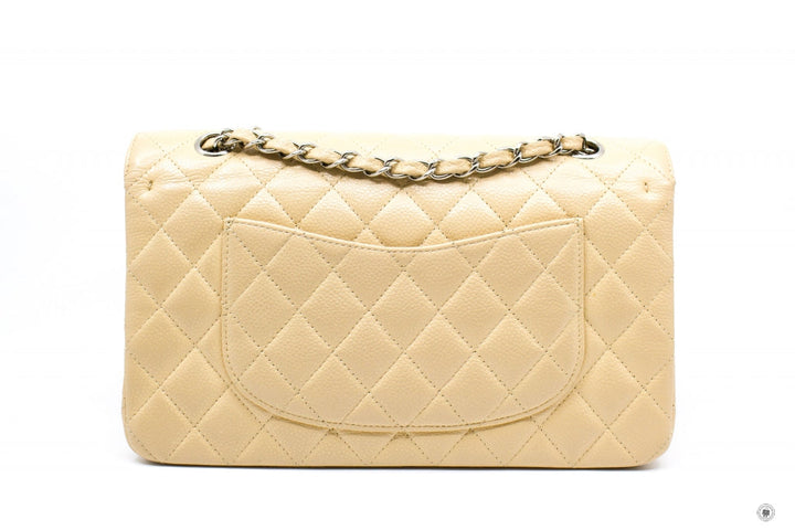 Top Quality Chanel A01112 Medium Classic Double Flap Beige Caviar 25.5CM Shoulder Bags Shw