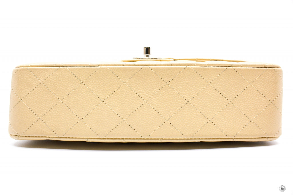 Top Quality Chanel A01112 Medium Classic Double Flap Beige Caviar 25.5CM Shoulder Bags Shw