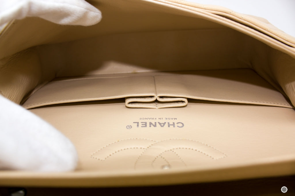 Top Quality Chanel A01112 Medium Classic Double Flap Beige Caviar 25.5CM Shoulder Bags Shw