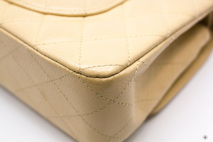 Top Quality Chanel A01112 Medium Classic Double Flap Beige Caviar 25.5CM Shoulder Bags Shw