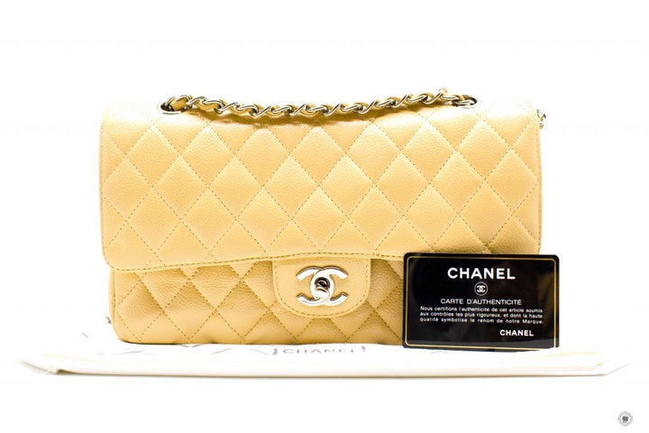 Top Quality Chanel A01112 Medium Classic Double Flap Beige Caviar 25.5CM Shoulder Bags Shw