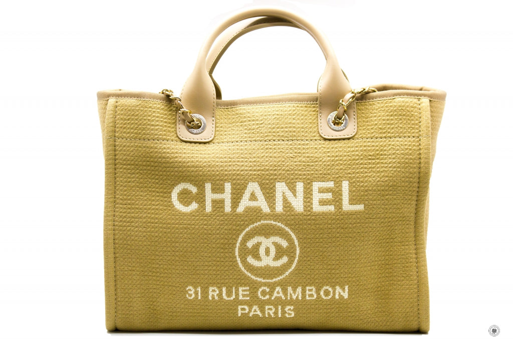 Top Quality Chanel AS3351 B08435 NI687 Deauville Medium Shopping Bag Beige / NI687 Fabric Tote Bag Pbhw