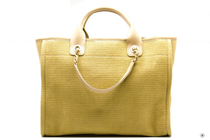 Top Quality Chanel AS3351 B08435 NI687 Deauville Medium Shopping Bag Beige / NI687 Fabric Tote Bag Pbhw