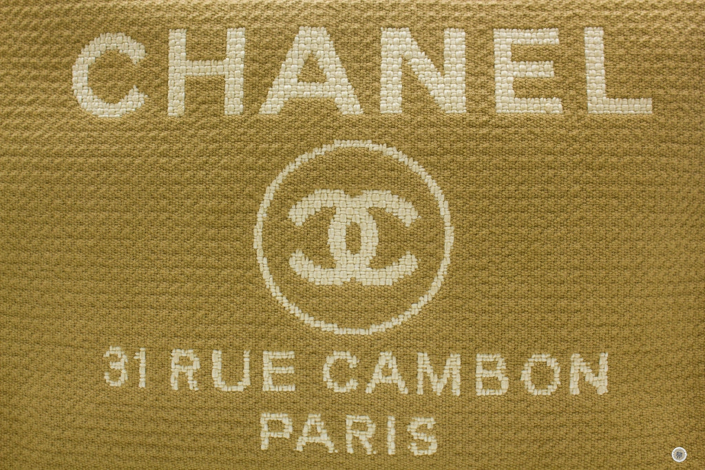 Top Quality Chanel AS3351 B08435 NI687 Deauville Medium Shopping Bag Beige / NI687 Fabric Tote Bag Pbhw