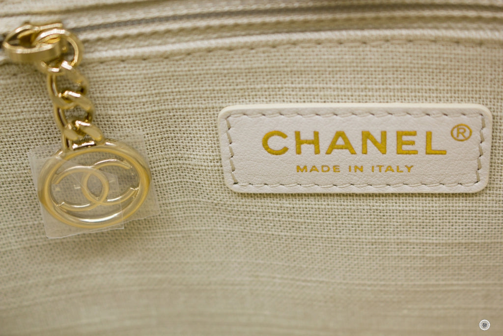 Top Quality Chanel AS3351 B08435 NI687 Deauville Medium Shopping Bag Beige / NI687 Fabric Tote Bag Pbhw
