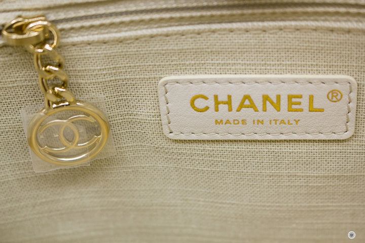 Top Quality Chanel AS3351 B08435 NI687 Deauville Medium Shopping Bag Beige / NI687 Fabric Tote Bag Pbhw