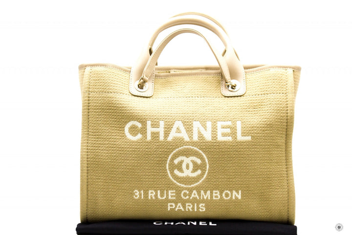 Top Quality Chanel AS3351 B08435 NI687 Deauville Medium Shopping Bag Beige / NI687 Fabric Tote Bag Pbhw
