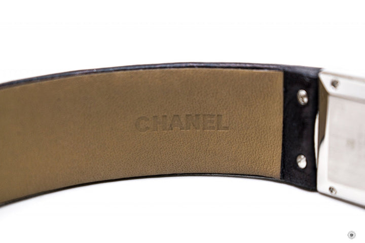 Top Quality Chanel Boy-friend Acier Etanche 30M Quartz With Diamonds Black Leather Circumference  15CM Watches Shw
