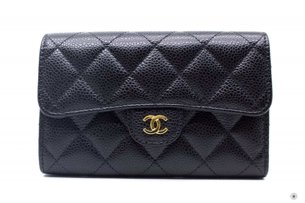 Top Quality Chanel AP0232Y01864 Classic Flap Wallet Black / C3906 Caviar Short Wallet Ghw
