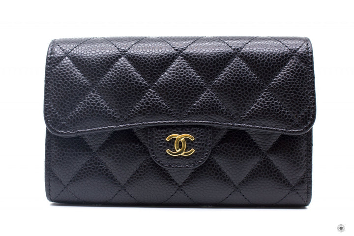 Top Quality Chanel AP0232Y01864 Classic Flap Wallet Black / C3906 Caviar Short Wallet Ghw