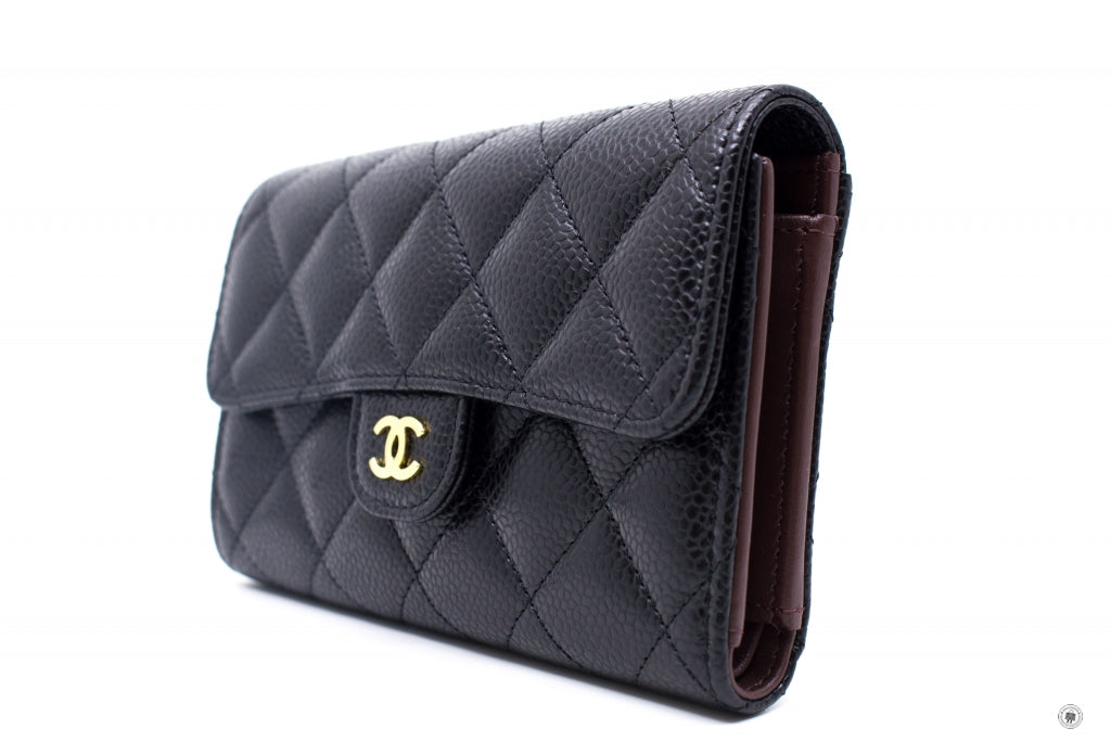 Top Quality Chanel AP0232Y01864 Classic Flap Wallet Black / C3906 Caviar Short Wallet Ghw