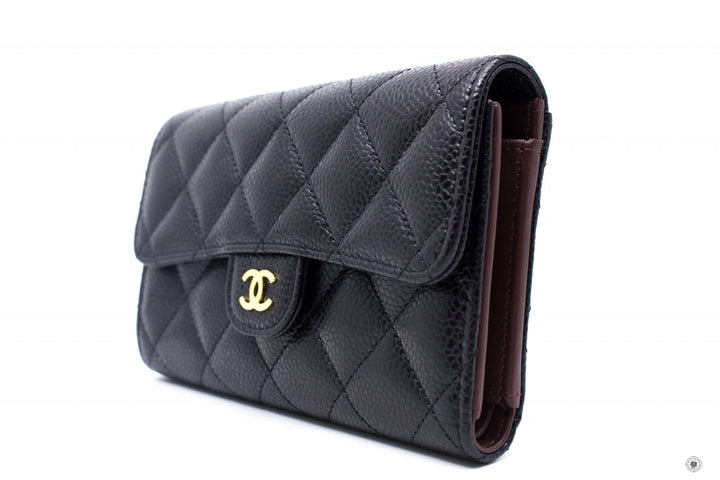 Top Quality Chanel AP0232Y01864 Classic Flap Wallet Black / C3906 Caviar Short Wallet Ghw