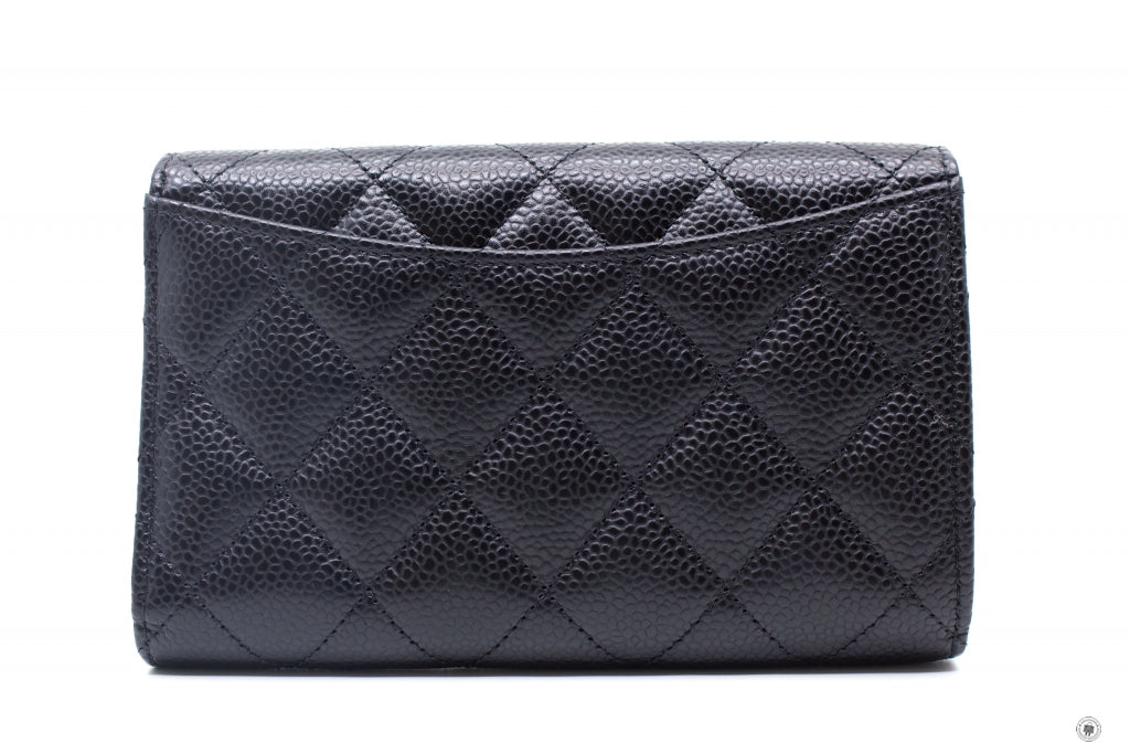 Top Quality Chanel AP0232Y01864 Classic Flap Wallet Black / C3906 Caviar Short Wallet Ghw