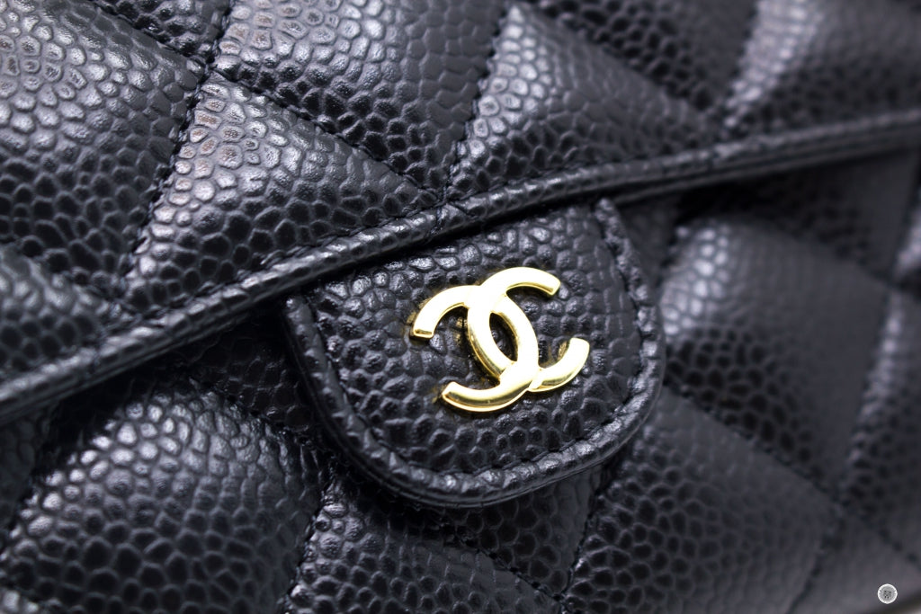 Top Quality Chanel AP0232Y01864 Classic Flap Wallet Black / C3906 Caviar Short Wallet Ghw